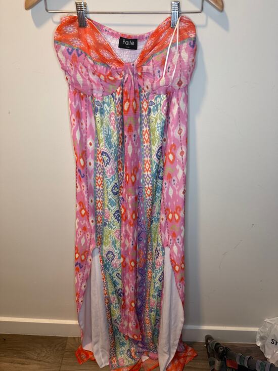 Fate Dresses & Skirts - Fate Boho Print Strapless Maxi Dress Tie Front Size Small